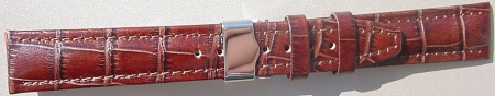 Padded Stitched Leather Band with Deployment Buckle